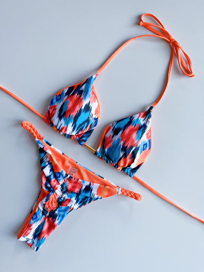 Bikini suit with split piece braided rope bikini swimsuit for women