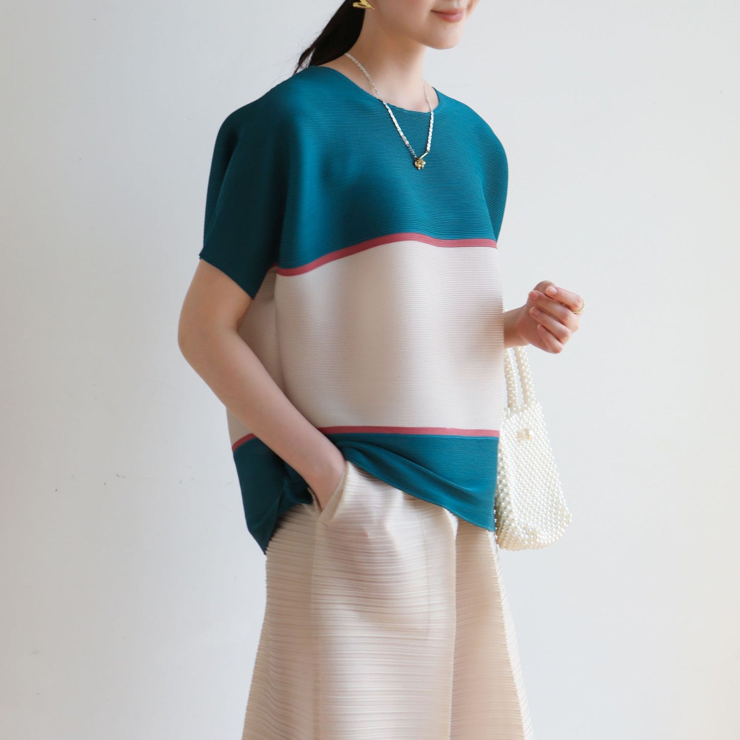 High-end Pleated Fashion Spliced Casual Irregular Plus Size Loose T-shir