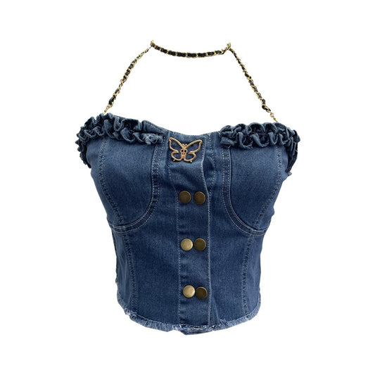 Cowboy tank top with buckle and strapless top