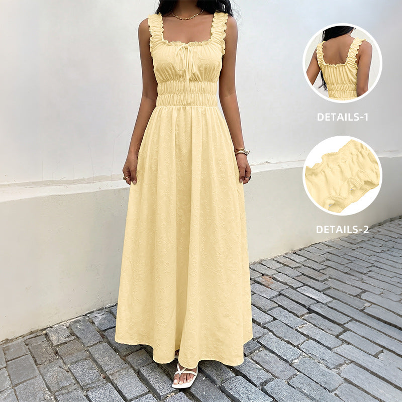 Sleeveless square neck dress