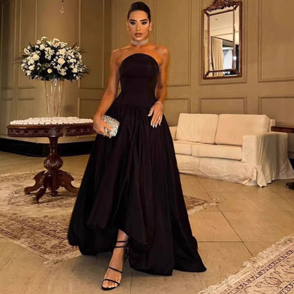 Sleeveless Dress Women Sexy Backless Pure Color Elegant Strapless