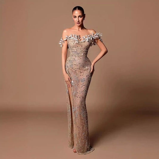 New Fashionable And Sexy One Shoulder Strapless Long Dress For Women's Sexy Celebrity Club Party Evening Dress