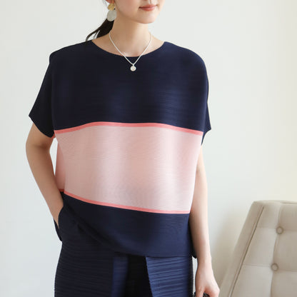 High-end Pleated Fashion Spliced Casual Irregular Plus Size Loose T-shir
