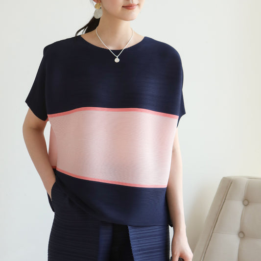 High-end Pleated Fashion Spliced Casual Irregular Plus Size Loose T-shir