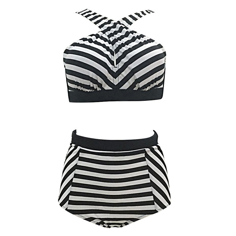 Plus Size Swimwear High Waist Swimsuit High Neck Bikini 2017 Cross Bikinis Women Swimsuit Top Bathing suit female swimwear 5XL