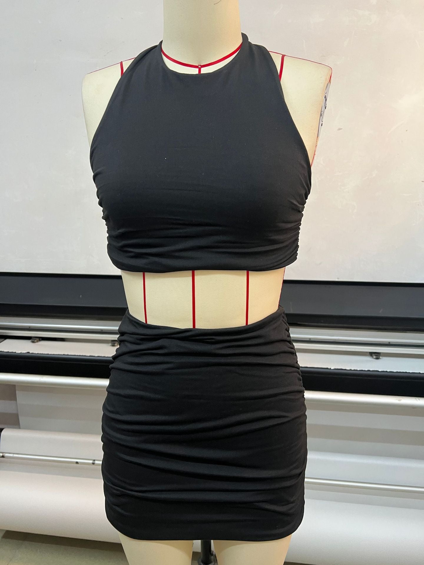 Crop Top Set with Halter Neckline Women's Vest Set