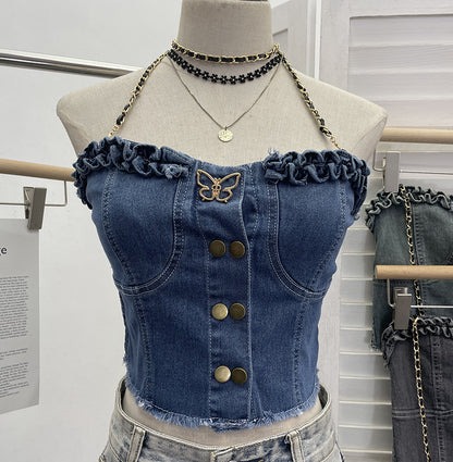Cowboy tank top with buckle and strapless top