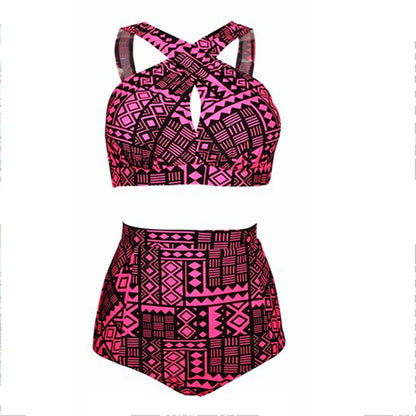 Plus Size Swimwear High Waist Swimsuit High Neck Bikini 2017 Cross Bikinis Women Swimsuit Top Bathing suit female swimwear 5XL