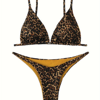 Swimsuit Set: Sexy Leopard Print Bikini Swimwear Three-Piece Fashion Swimwear Set