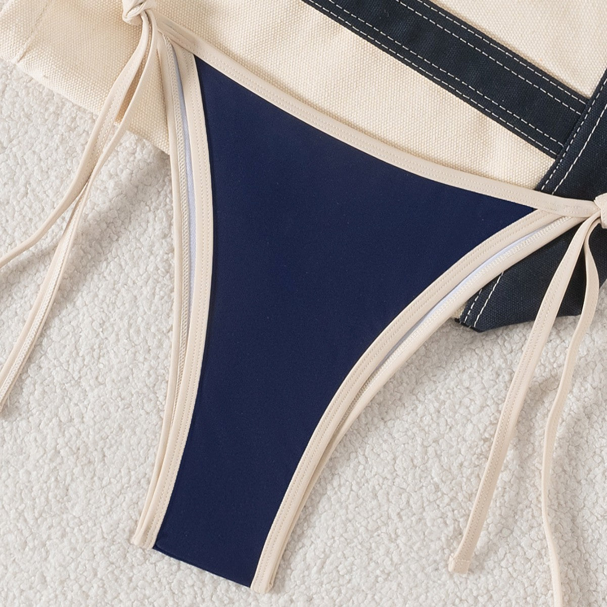 Swimwear Women Color Block Binding Strap Sexy Bikini Two-Piece Swimsuit