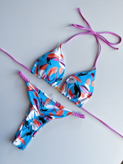 Bikini suit with split piece braided rope bikini swimsuit for women