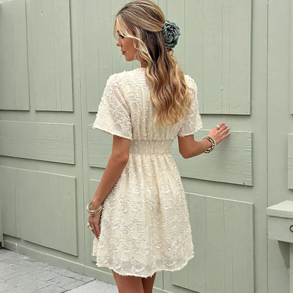 V-neck short sleeved dress for women