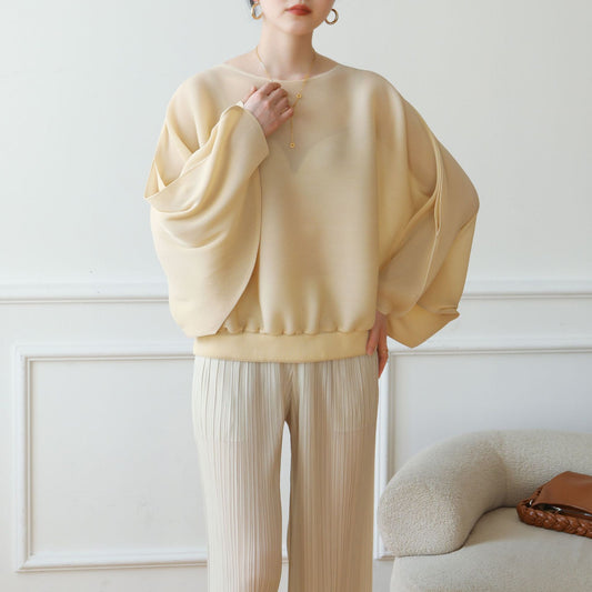 Clothing  Lifestyle Casual Loose Fit Designer Pleated Top with High-End Crease Details