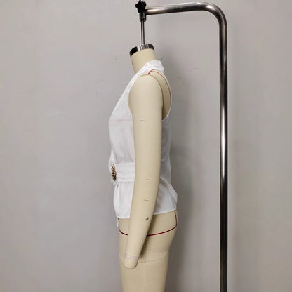 V-neck slim fit lace up sleeveless shirt for women