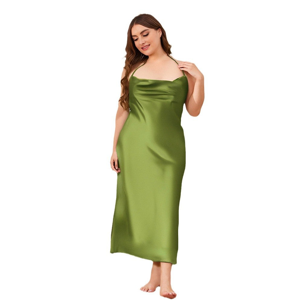 Women's Solid Color Strapless Backless Sexy  Nightgown Homewear