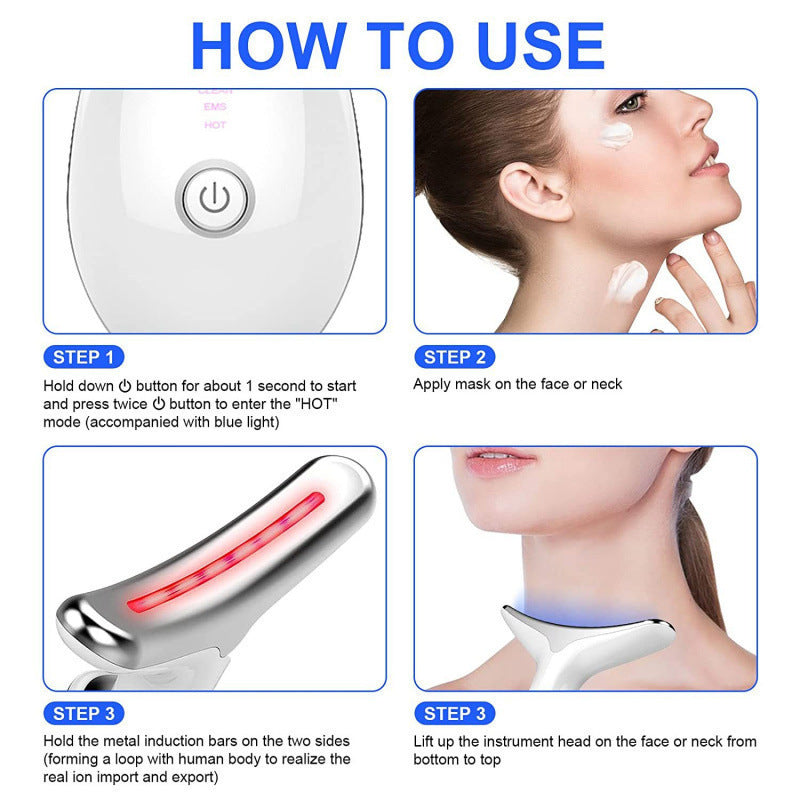 Neck Massager Beauty Device with 7-Color Light Therapy, V-Shaped Face Slimming Tool