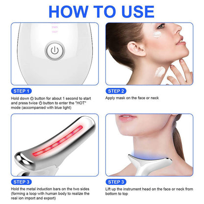 Neck Massager Beauty Device with 7-Color Light Therapy, V-Shaped Face Slimming Tool