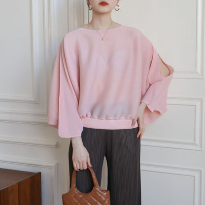 Clothing  Lifestyle Casual Loose Fit Designer Pleated Top with High-End Crease Details