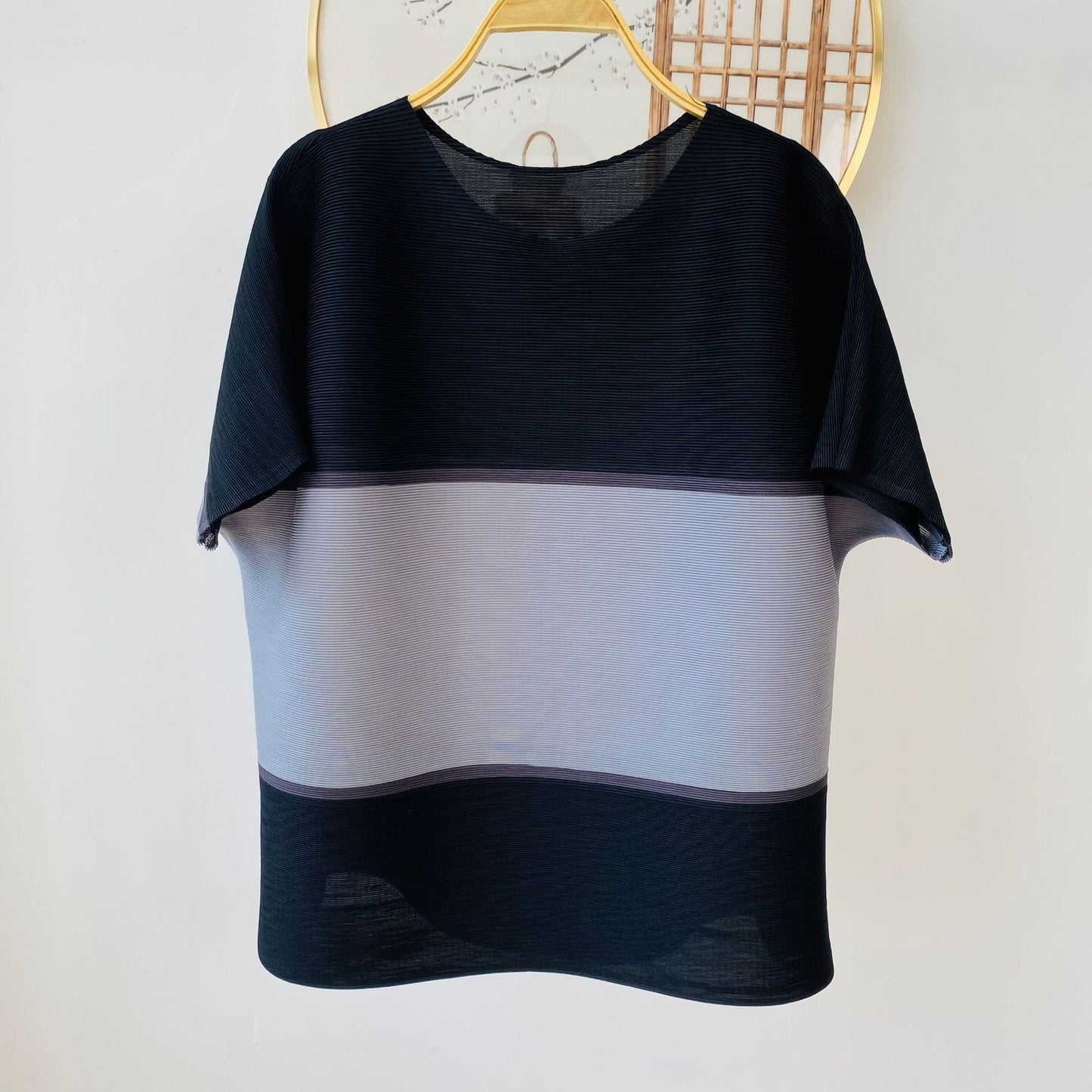 High-end Pleated Fashion Spliced Casual Irregular Plus Size Loose T-shir