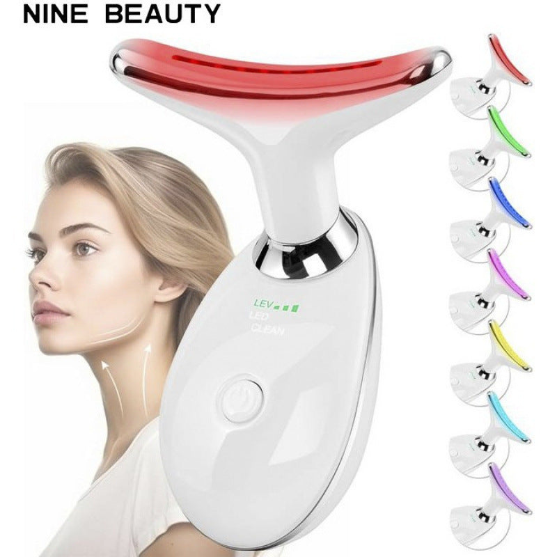 Neck Massager Beauty Device with 7-Color Light Therapy, V-Shaped Face Slimming Tool