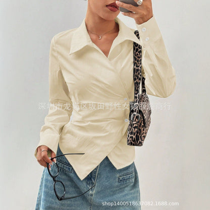 Irregular collar tied top