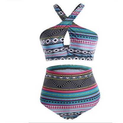 Plus Size Swimwear High Waist Swimsuit High Neck Bikini 2017 Cross Bikinis Women Swimsuit Top Bathing suit female swimwear 5XL