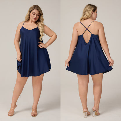 Solid Color Women's Strap Simple Short Nightgown Homewear