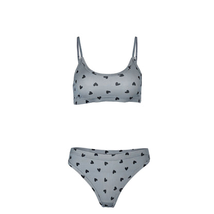 Knitted Heart Print Fashion Strap Sleepwear Set for Women