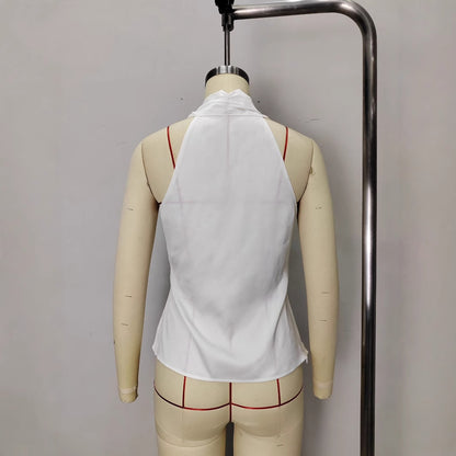 V-neck slim fit lace up sleeveless shirt for women