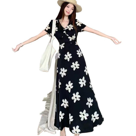 Style Elegant Plus Size Summer V-Neck Printed Long Dress