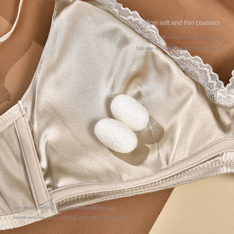 Brahmin Women's Thin Strap Seamless Wire-Free Bra, Non-Slip, Anti-Sagging, Minimizing Large Breasts