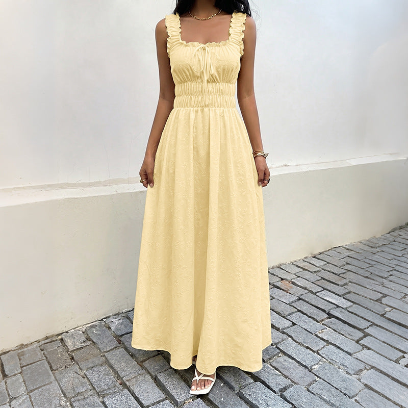 Sleeveless square neck dress