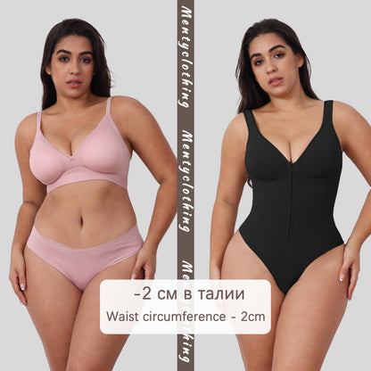 Support Strapless Bodysuit Zipper Back Thigh-Lifting Shaping Bodysuit